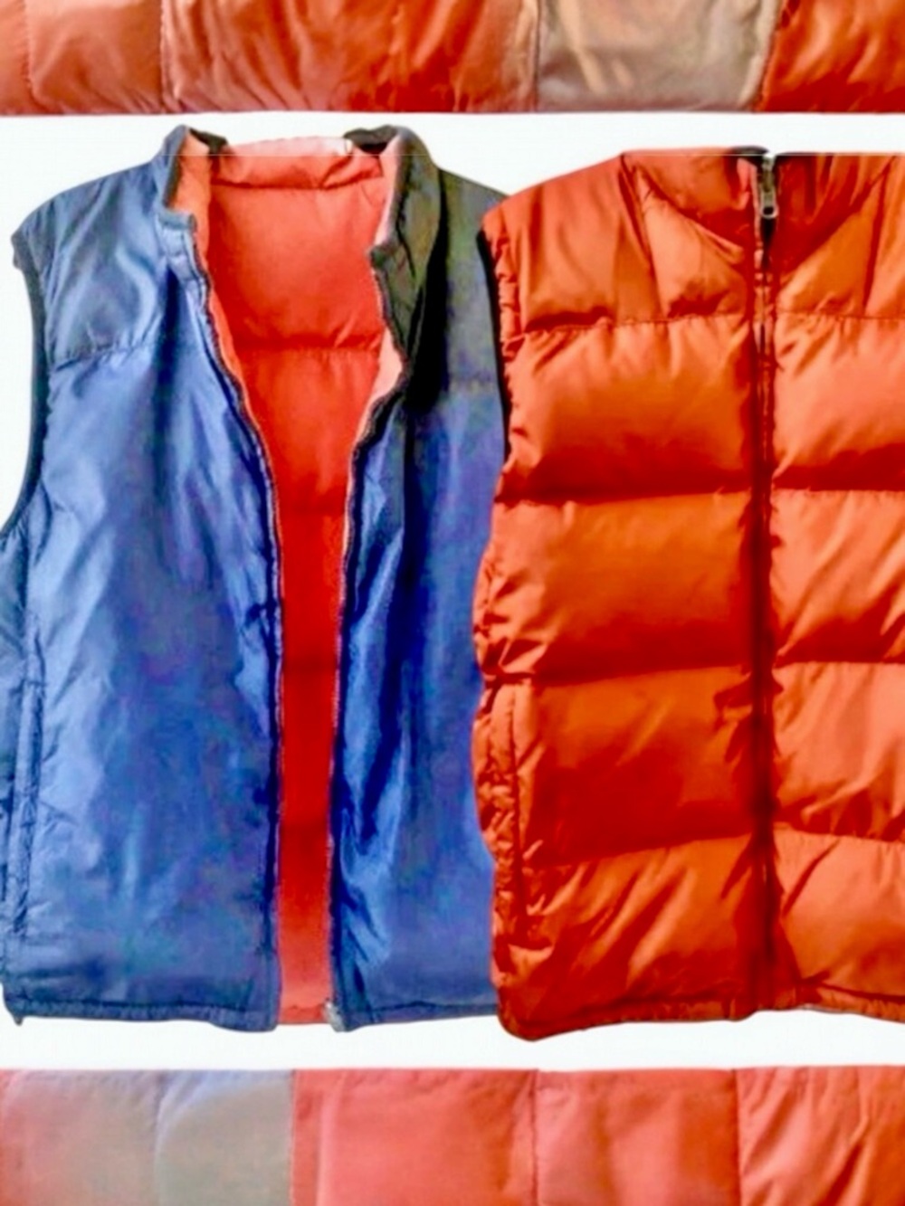 Eddie Bauer REVERSIBLE Vest Jacket Goose Down Puffer Black Orange women’s